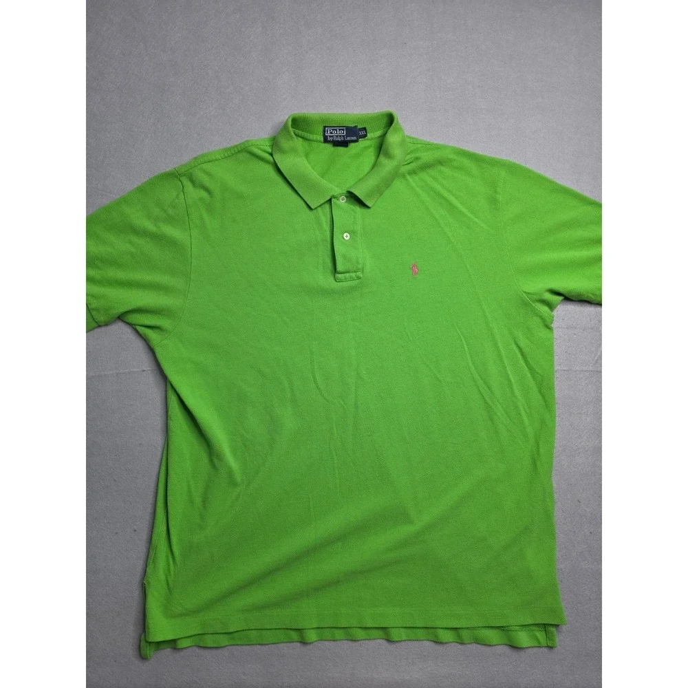Polo Ralph Lauren Polo Shirt Mens 2XL Green 100% Cotton High Low Hem Golf Tennis